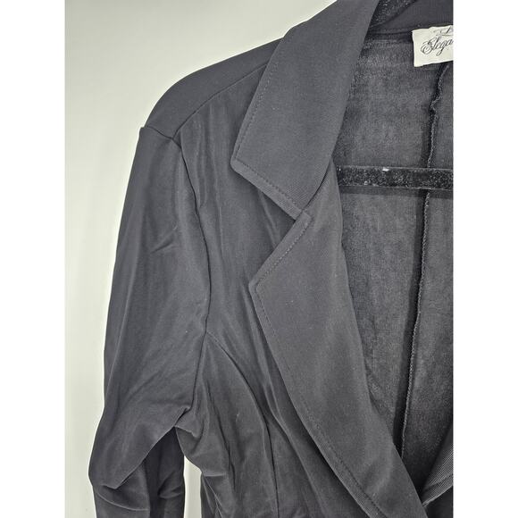 Long Elegant Legs Women's Black Notch-Collar Three-Button Blazer Size M - Picture 3 of 4